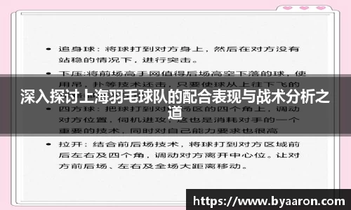深入探讨上海羽毛球队的配合表现与战术分析之道
